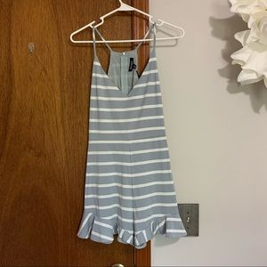 Blue & white spaghetti strap romper